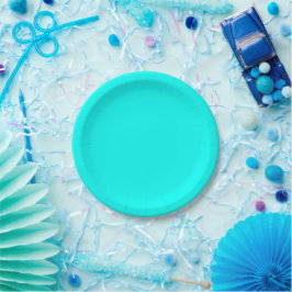 Plato De Papel Cian vívido