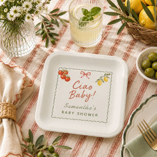 Plato De Papel Ciao Baby Mercado Italiano Fiesta de Bebé