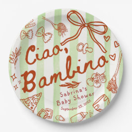Plato De Papel Ciao Bambino Green