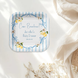 Plato De Papel Ciao Bambino Lemon Baby Shower de verano italiano