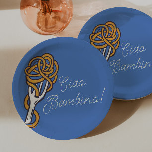 Plato De Papel Ciao Bambino Pasta Italiano Verano Baby Shower