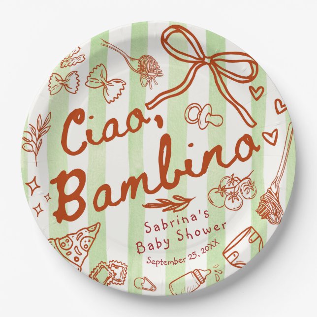 Plato De Papel Ciao Bambino Verde (Anverso)