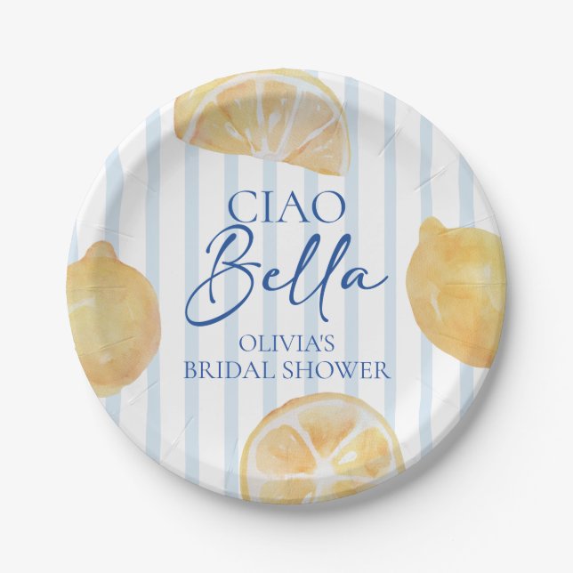 Plato De Papel Ciao Bella Despedida de Soltera con Limón (Anverso)