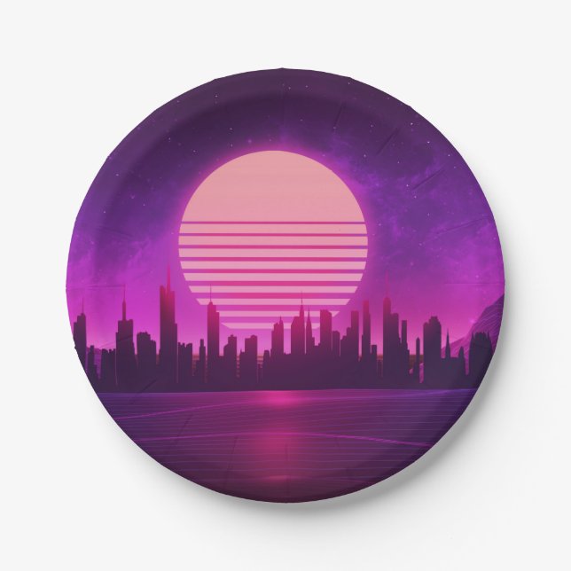 Plato De Papel ciberpunk eletronic synthwave scifi rosa negro  (Anverso)