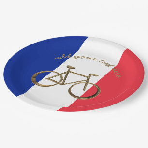 Plato De Papel Ciclista de ciclo de la bandera de Francia de la