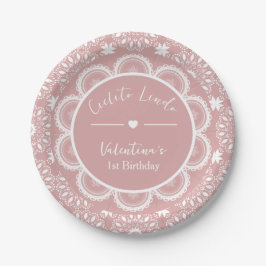 Plato De Papel Cielito Lindo 1st Birthday Pink