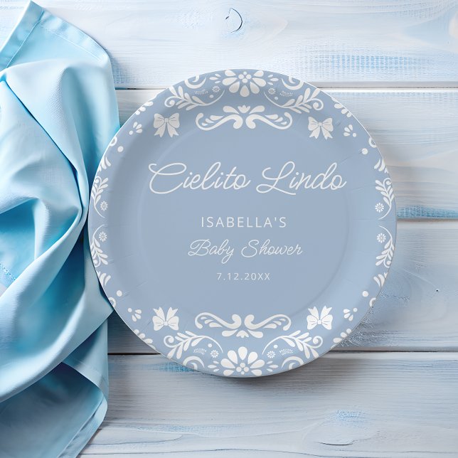 Plato De Papel Cielito Lindo Baby Shower azul mexicano (Subido por el creador)