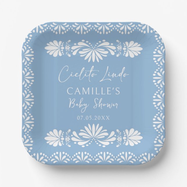 Plato De Papel Cielito lindo Baby Shower mexicano (Anverso)