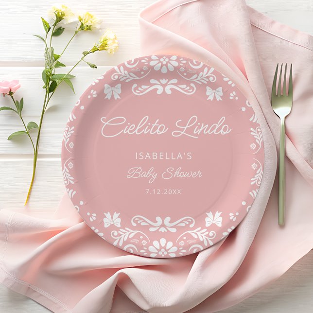 Plato De Papel Cielito Lindo Baby Shower rosa mexicano (Subido por el creador)