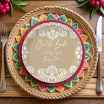 Plato De Papel Cielito lindo beige fiesta mexicana ducha de bebé<br><div class="desc">Cielito lindo beige ducha mexicana de bebé monogramada plantilla de placas de papel personalizadas, placas de papel blanco y beige neutro género ducha de bebé personalizadas placas de papel, talavera ducha de bebé placas de papel monogramado, ducha de bebé mexicana decoración personalizada decoración de mesa género neutra placas de ducha...</div>
