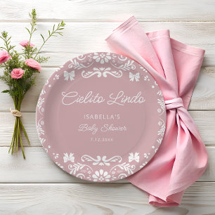 Plato De Papel Cielito Lindo Chica mexicano Baby Shower