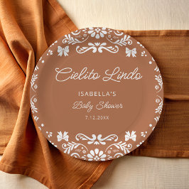 Plato De Papel Cielito Lindo Mexico Terracotta Baby Shower
