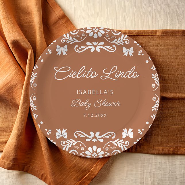 Plato De Papel Cielito Lindo Mexico Terracotta Baby Shower (Subido por el creador)