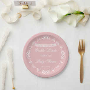 Plato De Papel Cielito Lindo Talavera Baby Shower de Niña Mexican