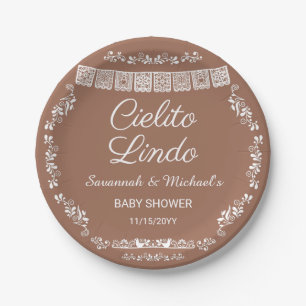Plato De Papel Cielito Lindo Terracotta Papel Picado Baby Shower