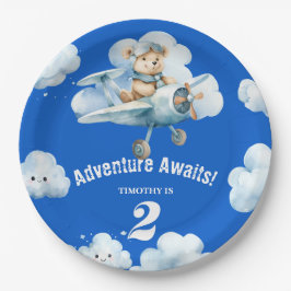 Plato De Papel Cielo alto de Teddy: Segundo cumpleaños
