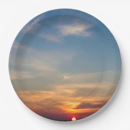 Plato De Papel Cielo de atardecer de invierno