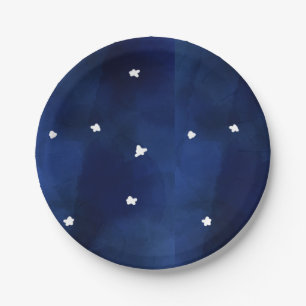 Plato De Papel Cielo estelar azul de medianoche