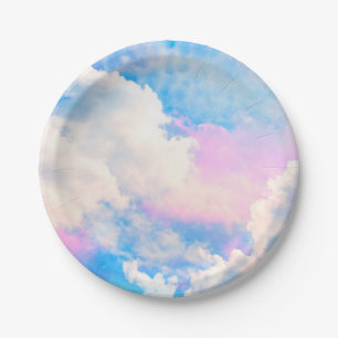 Plato De Papel Cielo Pastel Nublado 1