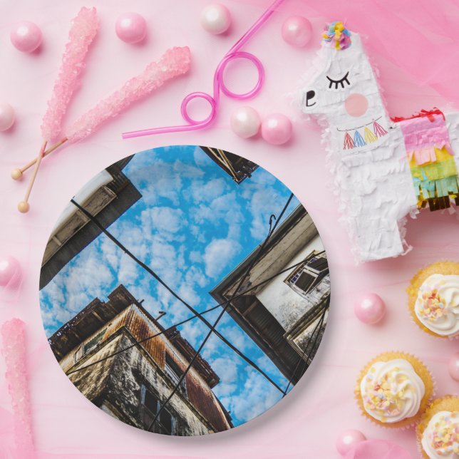 Plato De Papel Cielo sobre Stonetown, Zanzíbar (Fiesta)