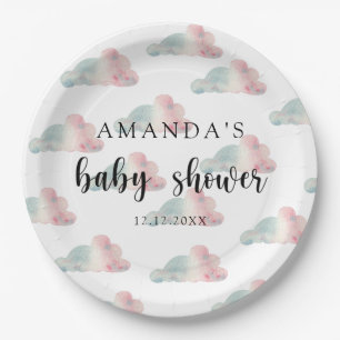 Plato De Papel Cielos acuarelas - Baby Shower
