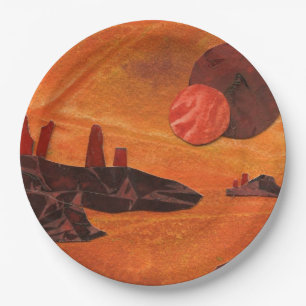 Plato De Papel Ciencia ficticia "Mares de fuego" doble sol, mares