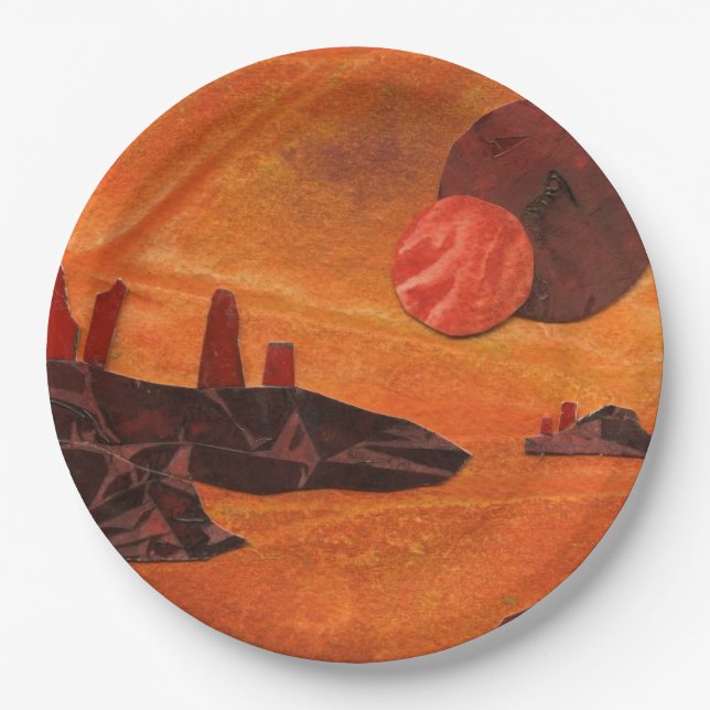 Plato De Papel Ciencia ficticia "Mares de fuego" doble sol, mares (Anverso)