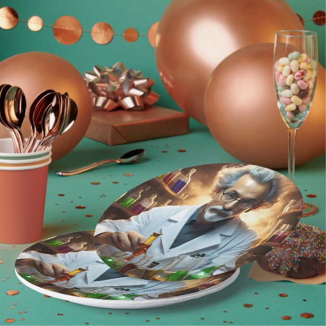 Plato De Papel Científico En Pociones De Mezcla De Laboratorio, (Multi)