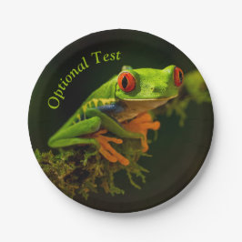 Plato De Papel Cierre de una rana de árbol rojo #1