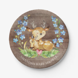 Plato De Papel Ciervos dulces Baby Shower 7" placa