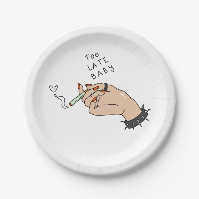 Plato De Papel Cigarrillo a mano contra San Valentín (Anverso)