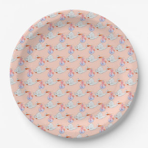 Plato De Papel Cigüeñas