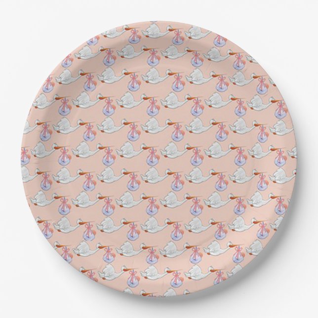 Plato De Papel Cigüeñas (Anverso)