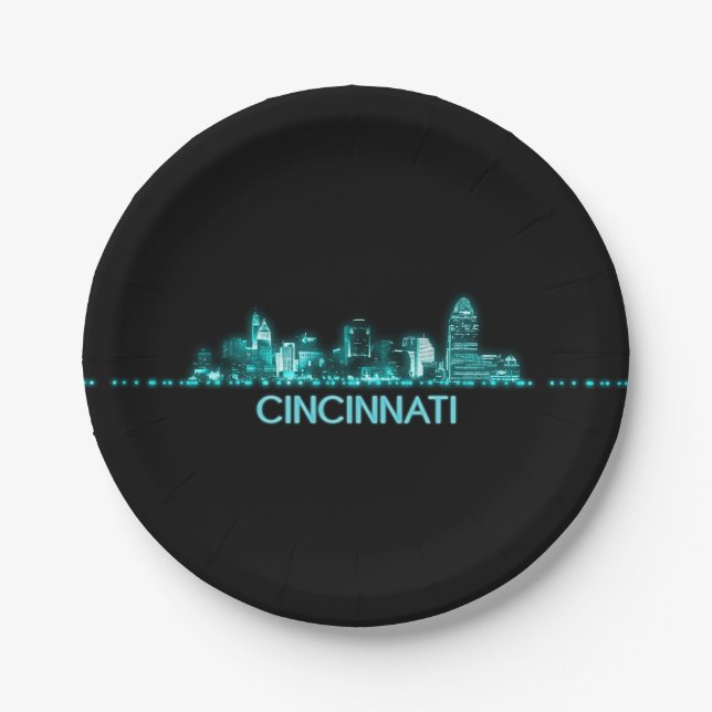 Plato De Papel Cincinnati Skyline (Anverso)