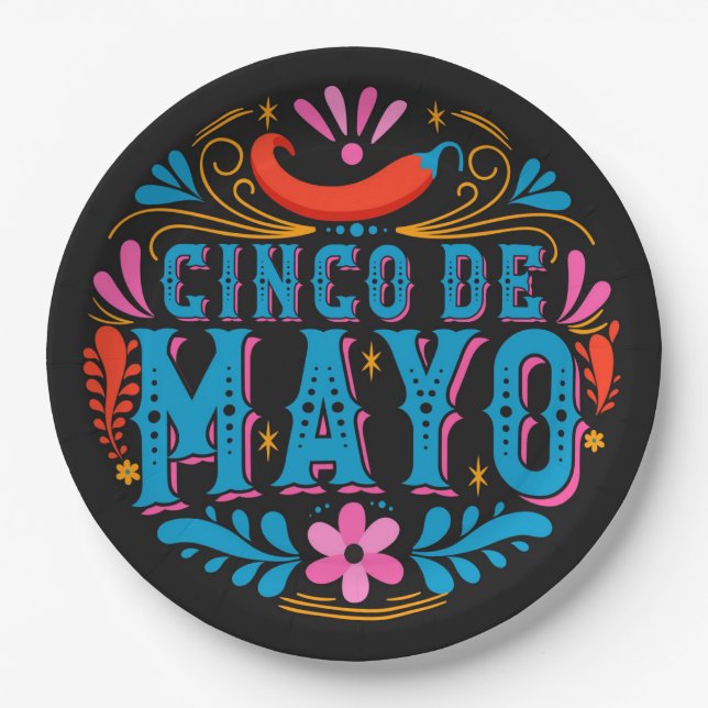 Plato De Papel Cinco de mayo (Anverso)