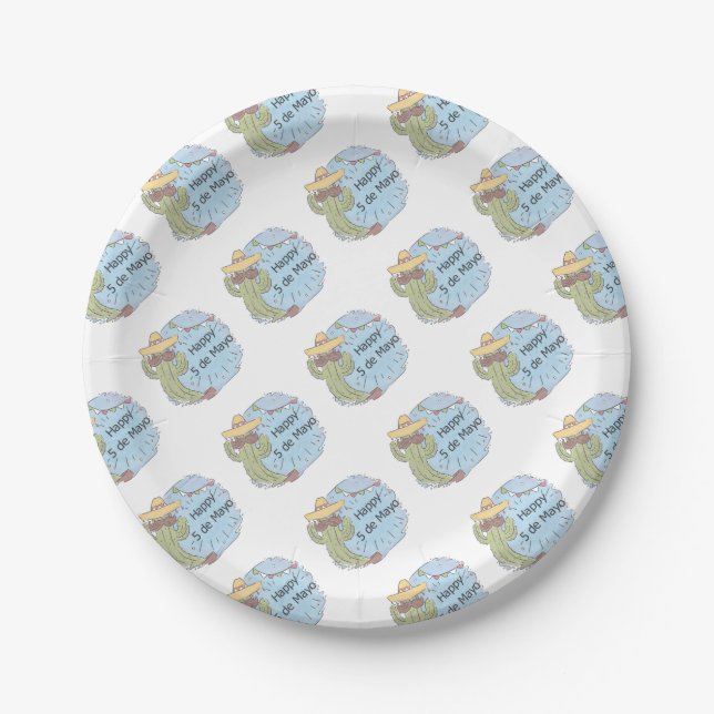 Plato De Papel cinco de mayo cactus (Anverso)
