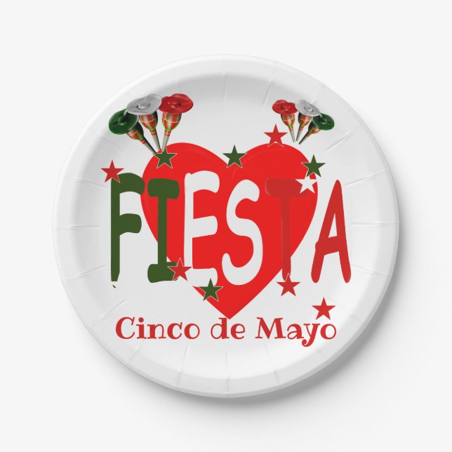 Plato De Papel Cinco de mayo, fiesta mexicana (Anverso)