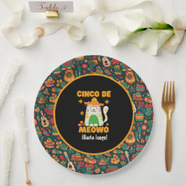 Plato De Papel Cinco De Mayo - Gato lindo