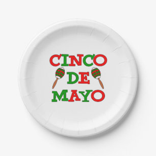 Plato De Papel Cinco De Mayo Maracas