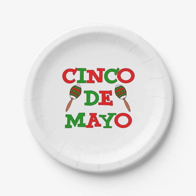 Plato De Papel Cinco De Mayo Maracas (Anverso)
