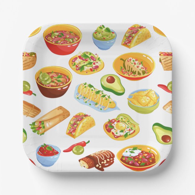 Plato De Papel cinco de mayo méxico burrito taco tamal (Anverso)