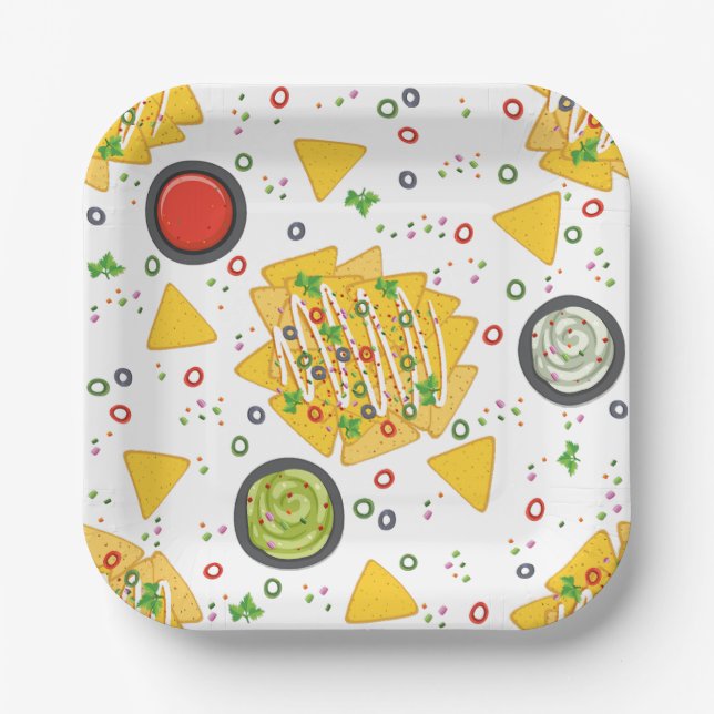 Plato De Papel cinco de mayo mexico nachos guacamole (Anverso)