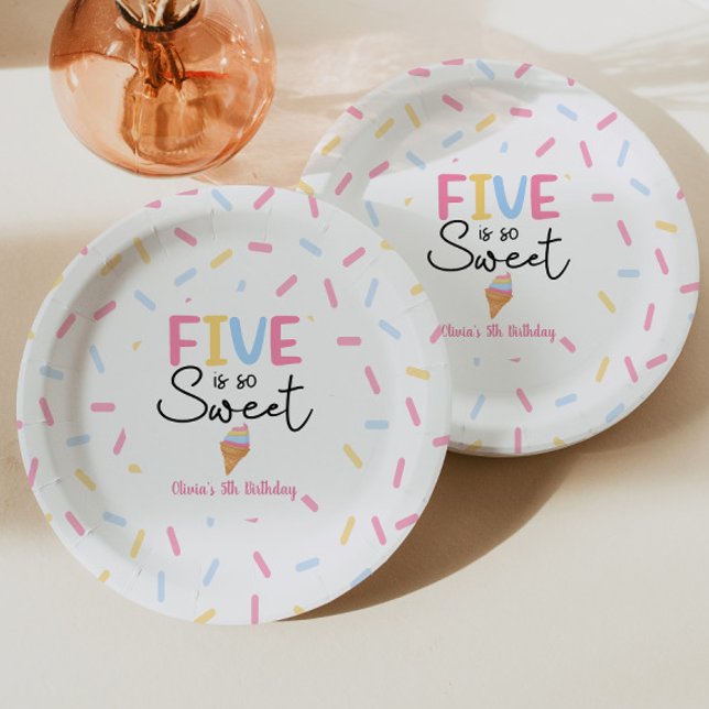 Plato De Papel Cinco es la fiesta de cumpleaños 5 del helado tan  (Subido por el creador)