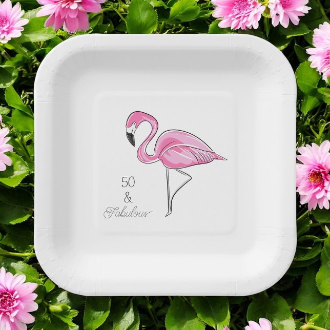 Plato De Papel Cincuenta y fabuloso flamenco rosa (Subido por el creador)