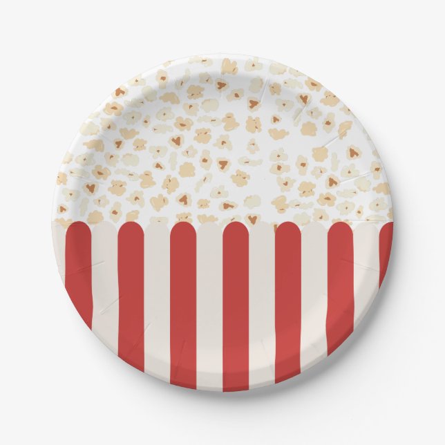 Plato De Papel Cine de películas retro de popcorn (Anverso)