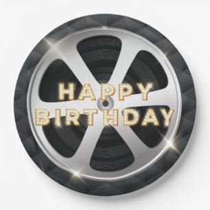 Plato De Papel Cine Night Luxury Feliz cumpleaños