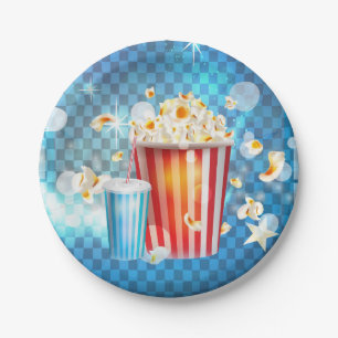 Plato De Papel Cine Películas Noche de Cine Palomitas de Maíz Ref