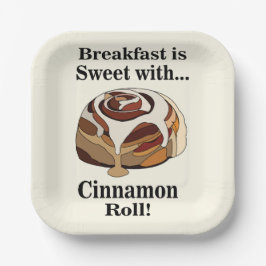 Plato De Papel Cinnamon Roll Sweet Bun Breakfast Fiesta