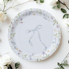 Plato De Papel Cinta azul de flor silvestre Ducha bebé