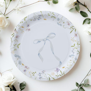 Plato De Papel Cinta azul de flor silvestre Ducha bebé